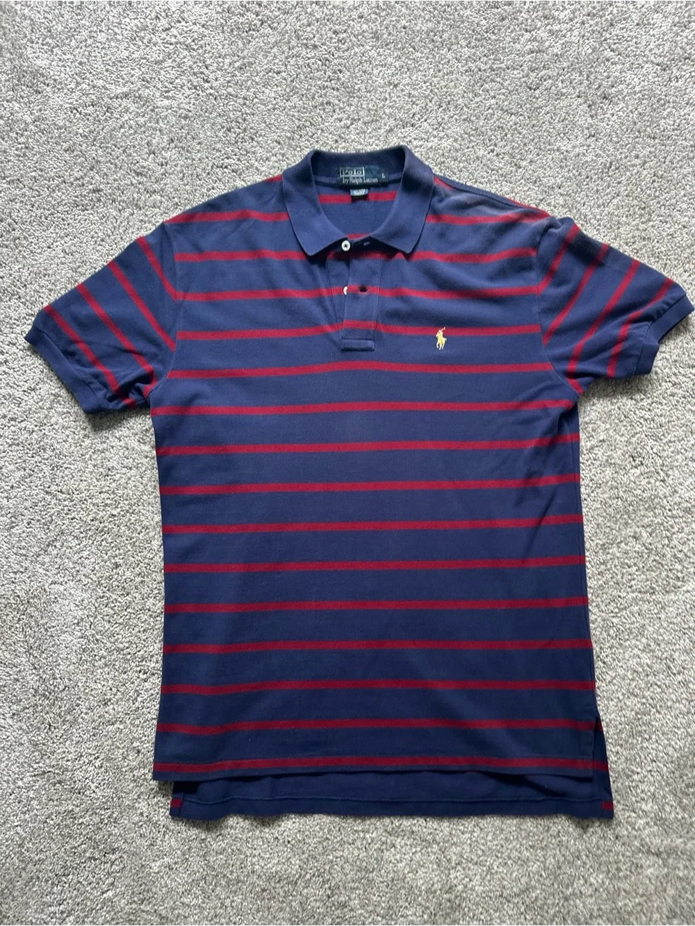 Vintage Polo by Ralph Lauren Navy with Red Stripe Polo Shirt